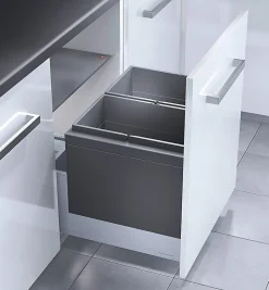 Poubelle encastrable 2 bacs pour meuble coulissant 60L (28+28) Hailo Triple XL