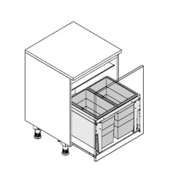 Poubelle encastrable 2 bacs pour meuble coulissant 60L (28+28) Hailo Triple XL