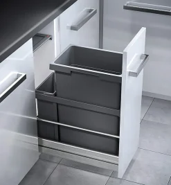 Poubelle encastrable 2 bacs pour meuble coulissant 45L (38+7) Hailo Euro Cargo