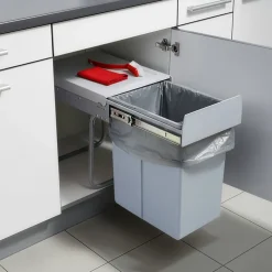 Poubelle encastrable Froland 1 x 20L 34 x 26 x 42 cm gris en.casa