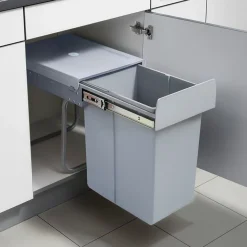 Poubelle encastrable Froland 1 x 20L 34 x 26 x 42 cm gris en.casa