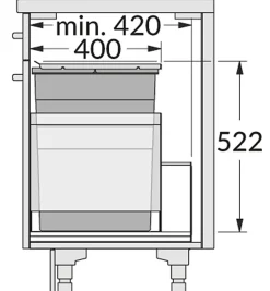 Poubelle encastrable pour meuble coulissant 55L Hailo Triple XL
