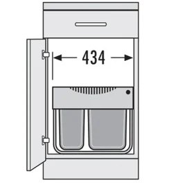 Poubelle encastrable tri sélectif 2 bacs 30L (18+12) Hailo Raumspar Tandem S Coloris - Gris