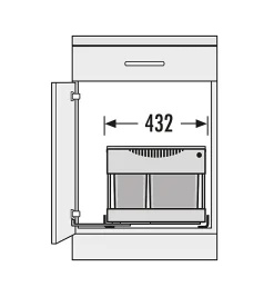 Poubelle encastrable tri sélectif 2 bacs 30L (18+12) Hailo Raumspar Tandem S Plus