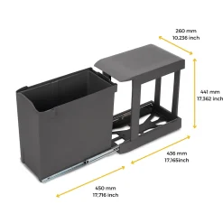 Poubelle fixation inférieure et extraction automatique 30 L