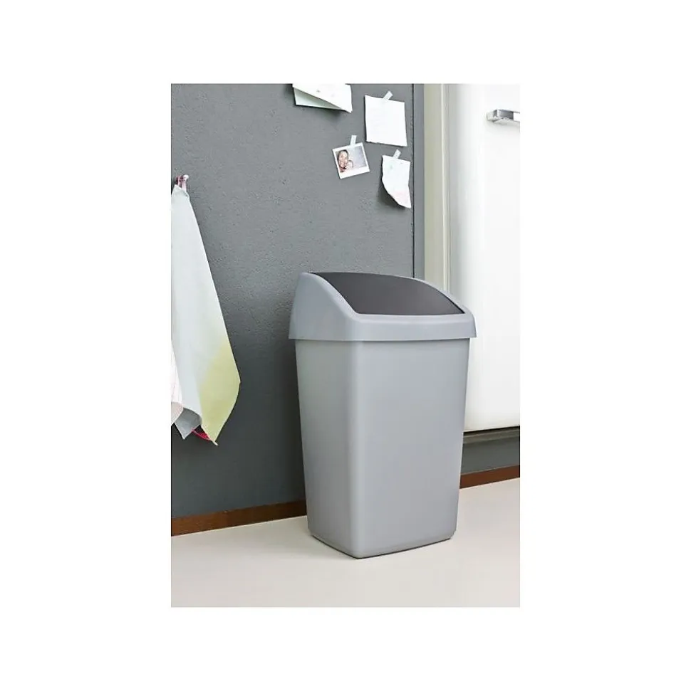 Poubelle grise avec couvercle basculant Delta 50 litres