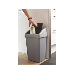 Poubelle grise avec couvercle basculant Delta 25 litres