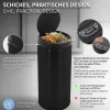 Poubelle 30L avec détecteur de mouvement en acier inoxydable ronde noir brillant