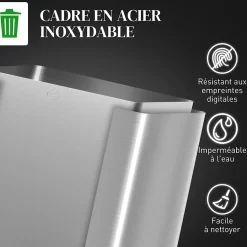 Poubelle manuelle tri selectif 3 bacs capacité totale 60L acier inox. brossé argent