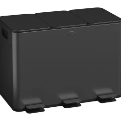 Poubelle manuelle tri selectif 3 bacs capacité totale 45L acier inox. brossé