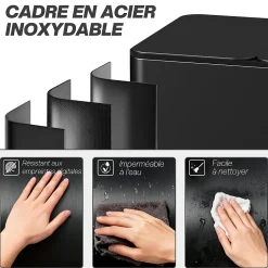 Poubelle manuelle tri selectif 3 bacs capacité totale 45L acier inox. brossé