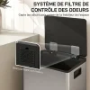 Poubelle manuelle tri sélectif 2 bacs capacité totale 50L filtre anti-odeurs poignées acier inox. brossé noir