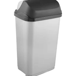 Poubelle plastique à couvercle coulissant 50 litres - Gris Clair