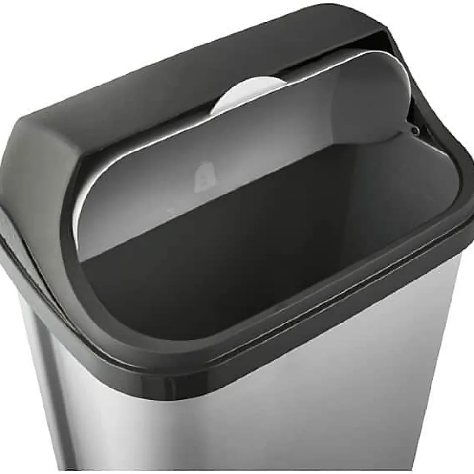 Poubelle plastique à couvercle coulissant 50 litres - Gris Clair