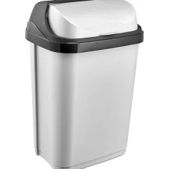 Poubelle plastique à couvercle coulissant 10 litres - Gris Clair