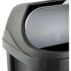 Poubelle plastique à couvercle coulissant 50 litres - Gris Foncé