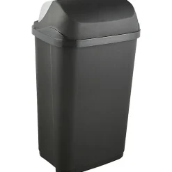 Poubelle plastique à couvercle coulissant 50 litres - Gris Foncé
