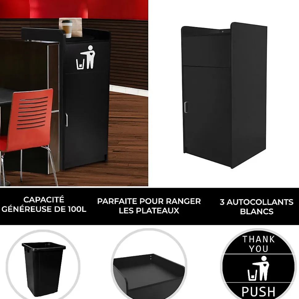 Poubelle Porte-Plateau Noire - 100L