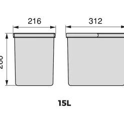 Poubelle pour tiroir de cuisine 15 litres Recycle