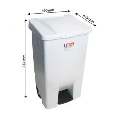 Poubelle professionnelle à pédale 80 L - couvercle blanc