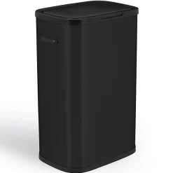 Poubelle push inox PORTLAND noir 60L