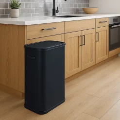 Poubelle push inox PORTLAND noir 60L