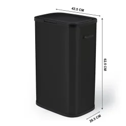 Poubelle push inox PORTLAND noir 60L
