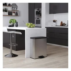 Poubelle Rectangle - DECO BIN - CURVER - 65L - Design moderne - 49 x 29 x 61 cm - Gris métallisé