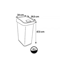 Poubelle Rectangulaire à couvercle basculant 25 litres - Bleu