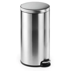 Poubelle ronde à pédale en acier inoxydable 30 litres