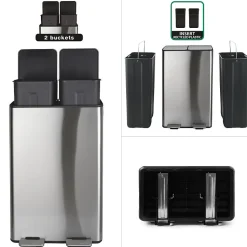 Poubelle tri Sélectif ALIYA 60L (2x30L) Acier Brossé Spirella