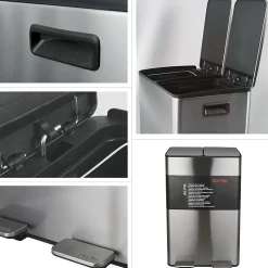 Poubelle tri Sélectif ALIYA 60L (2x30L) Acier Brossé Spirella