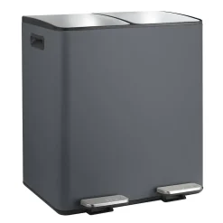 Poubelle tri Sélectif ALIYA 40L (2x20L) Acier Gris mat Spirellaa