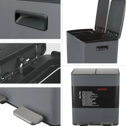 Poubelle tri Sélectif ALIYA 40L (2x20L) Acier Gris mat Spirellaa