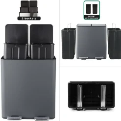 Poubelle tri Sélectif ALIYA 40L (2x20L) Acier Gris mat Spirellaa