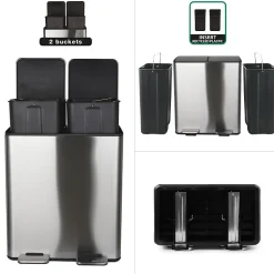 Poubelle tri Sélectif ALIYA 40L (2x20L) Acier Brossé Spirella