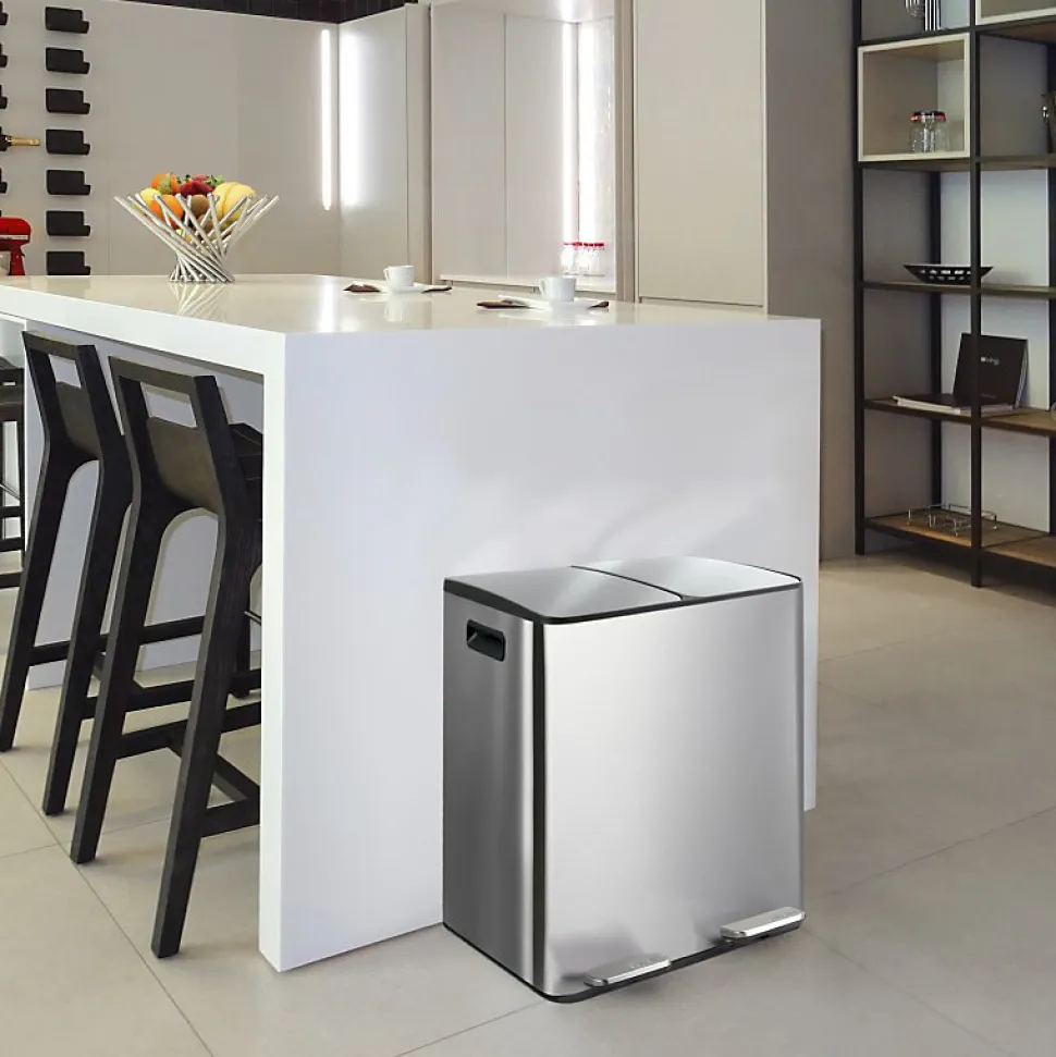 Poubelle tri Sélectif ALIYA 40L (2x20L) Acier Brossé Spirella