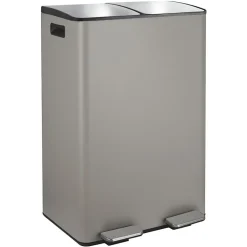 Poubelle tri Sélectif ALIYA 60L (2x30L) Acier Taupe mat Spirella