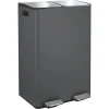 Poubelle tri Sélectif ALIYA 60L (2x30L) Acier Gris mat Spirella
