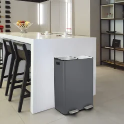 Poubelle tri Sélectif ALIYA 60L (2x30L) Acier Gris mat Spirella