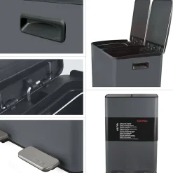 Poubelle tri Sélectif ALIYA 60L (2x30L) Acier Gris mat Spirella