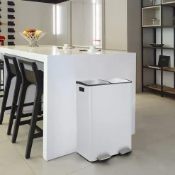 Poubelle tri Sélectif ALIYA 60L (2x30L) Acier Blanc mat Spirella