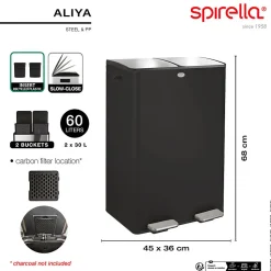 Poubelle tri Sélectif ALIYA 60L (2x30L) Acier Blanc mat Spirella