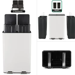 Poubelle tri Sélectif ALIYA 60L (2x30L) Acier Blanc mat Spirella