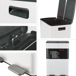 Poubelle tri Sélectif ALIYA 60L (2x30L) Acier Blanc mat Spirella