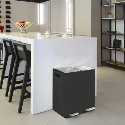 Poubelle Tri Sélectif ALIYA 40L (2x20L) Acier Noir mat Spirella