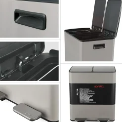 Poubelle tri Sélectif ALIYA 40L (2x20L) Acier Taupe mat Spirella