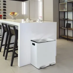 Poubelle tri sélectif ALIYA 40L (2x20L) Acier Blanc mat Spirella