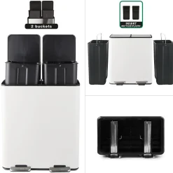 Poubelle tri sélectif ALIYA 40L (2x20L) Acier Blanc mat Spirella