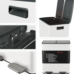 Poubelle tri sélectif ALIYA 40L (2x20L) Acier Blanc mat Spirella